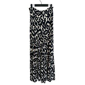 2/$30 Last Tango Small Black & White Ikat Print Wide Leg Pants 4" Waistband